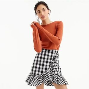 J crew ruffle mini skirt in gingham size 4